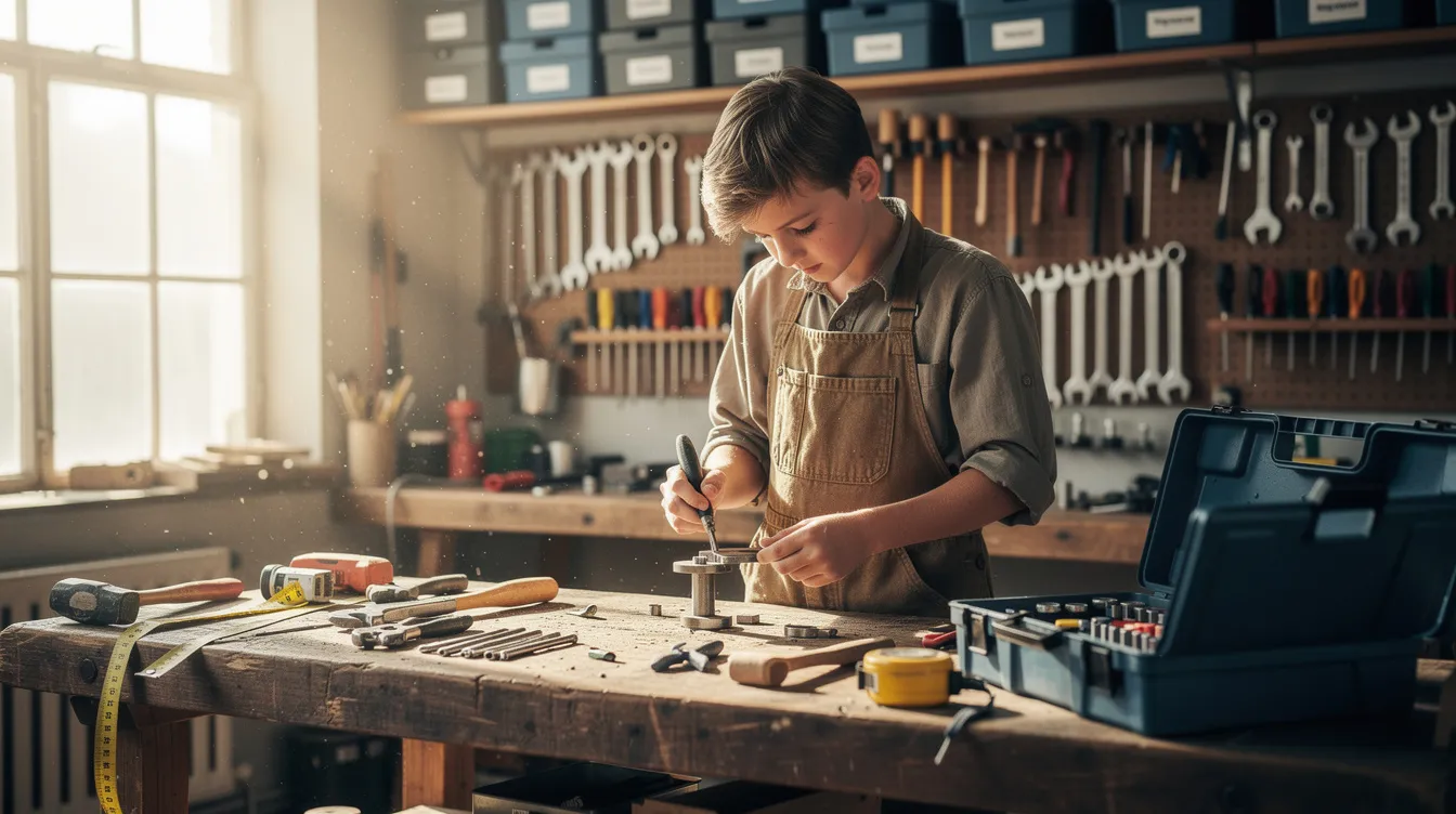 A modern apprentice is actively working with various tools in a bright workshop, gaining practical experience in a hands-on environment that supports skills development. This setting highlights the importance of modern apprenticeships in Scotland, where young people can develop their skills and pursue career paths in fields such as engineering and project management.